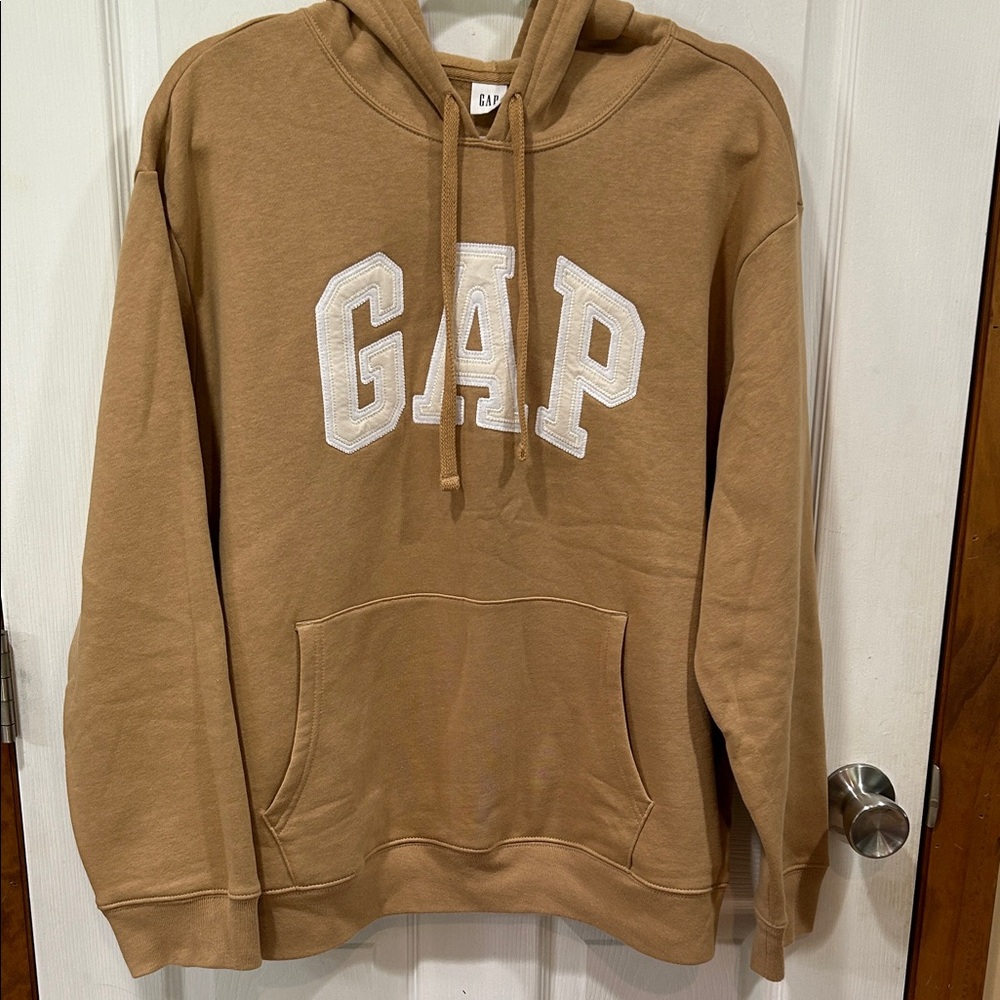 GAP Women's Tan Hoodie with White Logo
